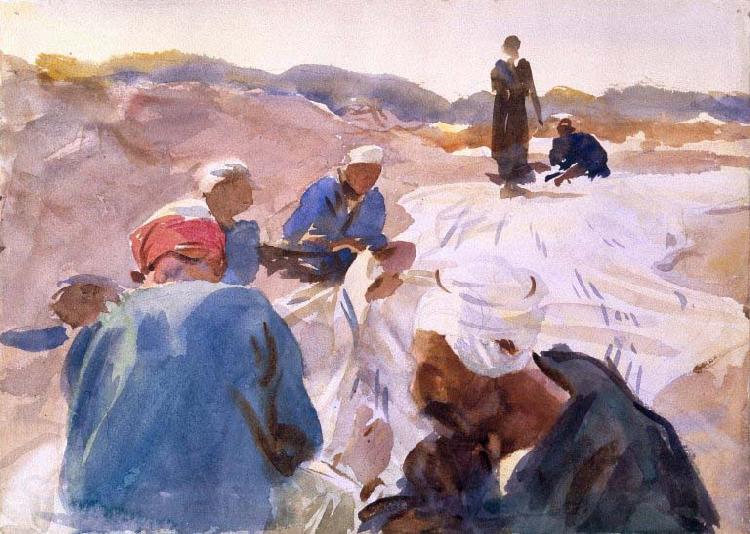 John Singer Sargent Mending a Sail Spain oil painting art